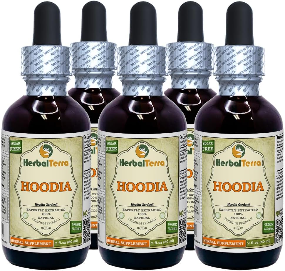 Hoodia (Hoodia Gordonii) Glicerito, Extracto Líquido sin Alcohol (Marca: HerbalTerra) 2x60 ml