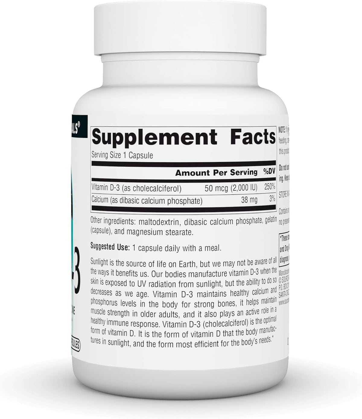 Source Naturals Vitamina D-3 2000 UI (50 – Funcionamiento normal del sistema inmunitario: Participa en la – Image 3