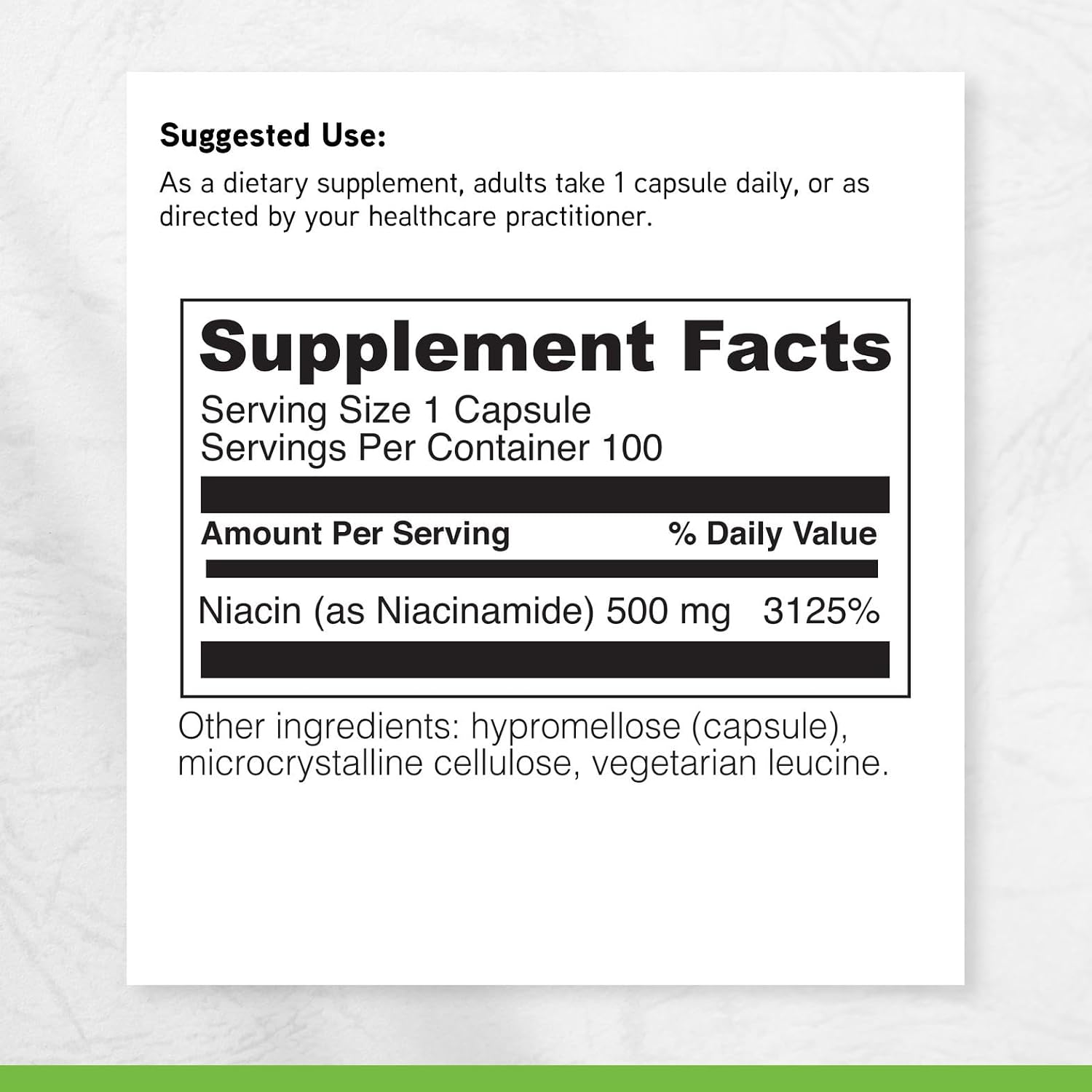 Davinci Labs Niacinamida | Suplemento de vitamina B3 | 500 mg por porción | 100 cápsulas vegetarianas