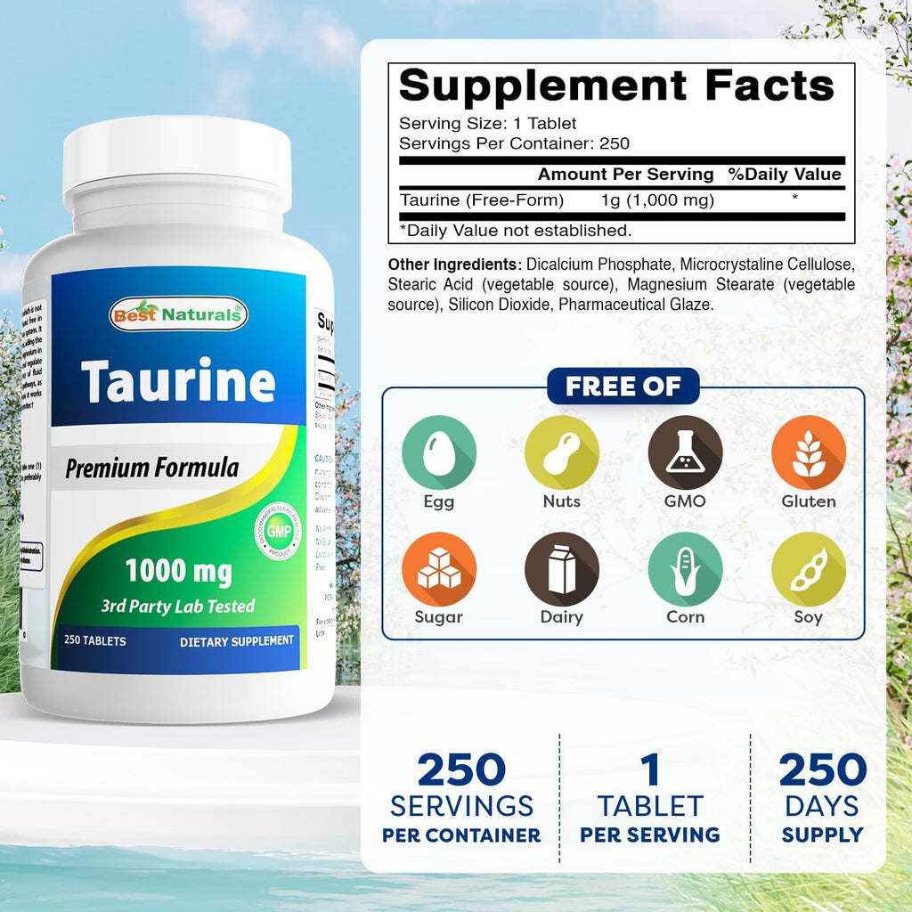 Best Naturals Taurina 1000 mg 250 Comprimidos