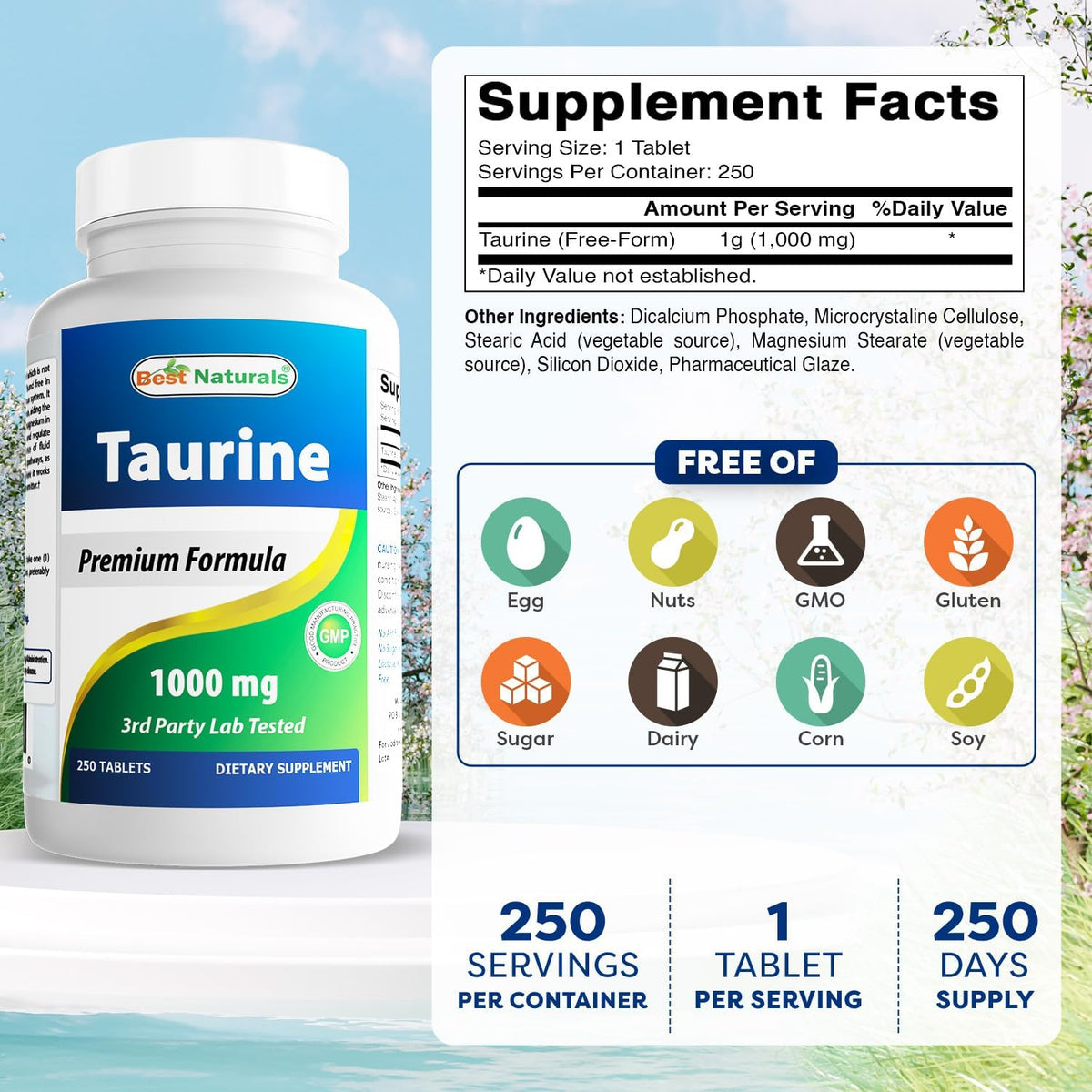 Best Naturals Taurina 1000 mg 250 Comprimidos – Salud cardiovascular: Algunos estudios indican que la taurina – Image 2