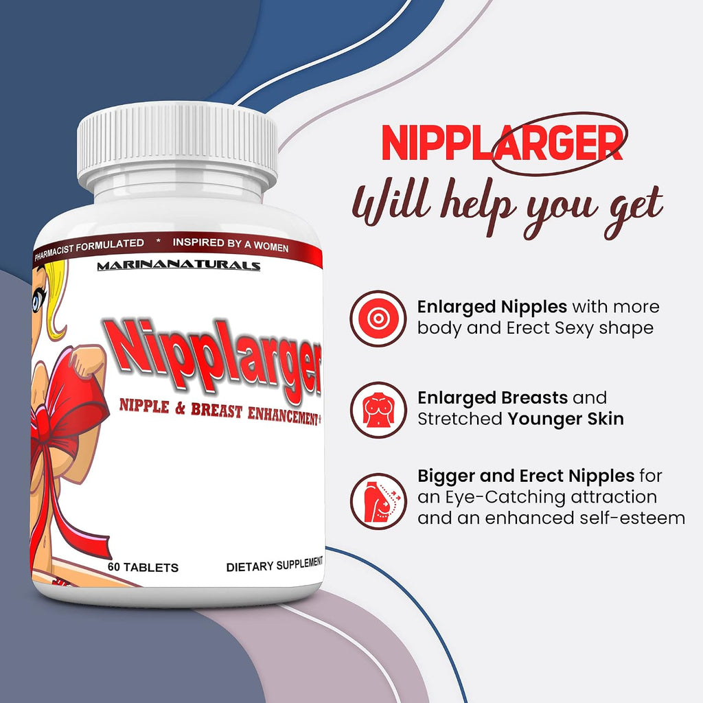 NIPPLARGER – Agrandamiento de pezones, senos y reafirmante de la piel, 60 comprimidos