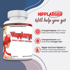 NIPPLARGER – Agrandamiento de pezones, senos y reafirmante de la piel, 60 comprimidos