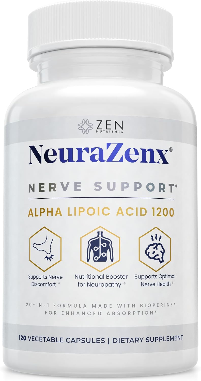 Zen Nutrients NeuraZenX - Suplemento de Apoyo Nervioso con Ácido Alfa Lipoico, Benfotiamina, L-Carnitina y Cúrcuma