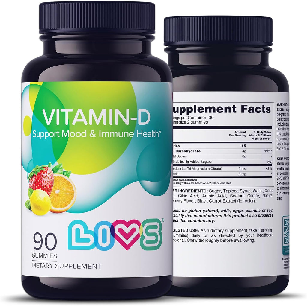 LIVS Vitamina D3 2000 IU Gominolas - Apoyo Inmunitario y Óseo - 90 Unidades