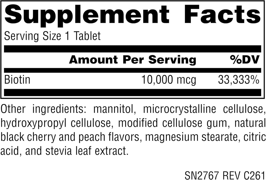 Source Naturals Biotin Fast Melt, 10.000 mcg por dosis – 120 comprimidos