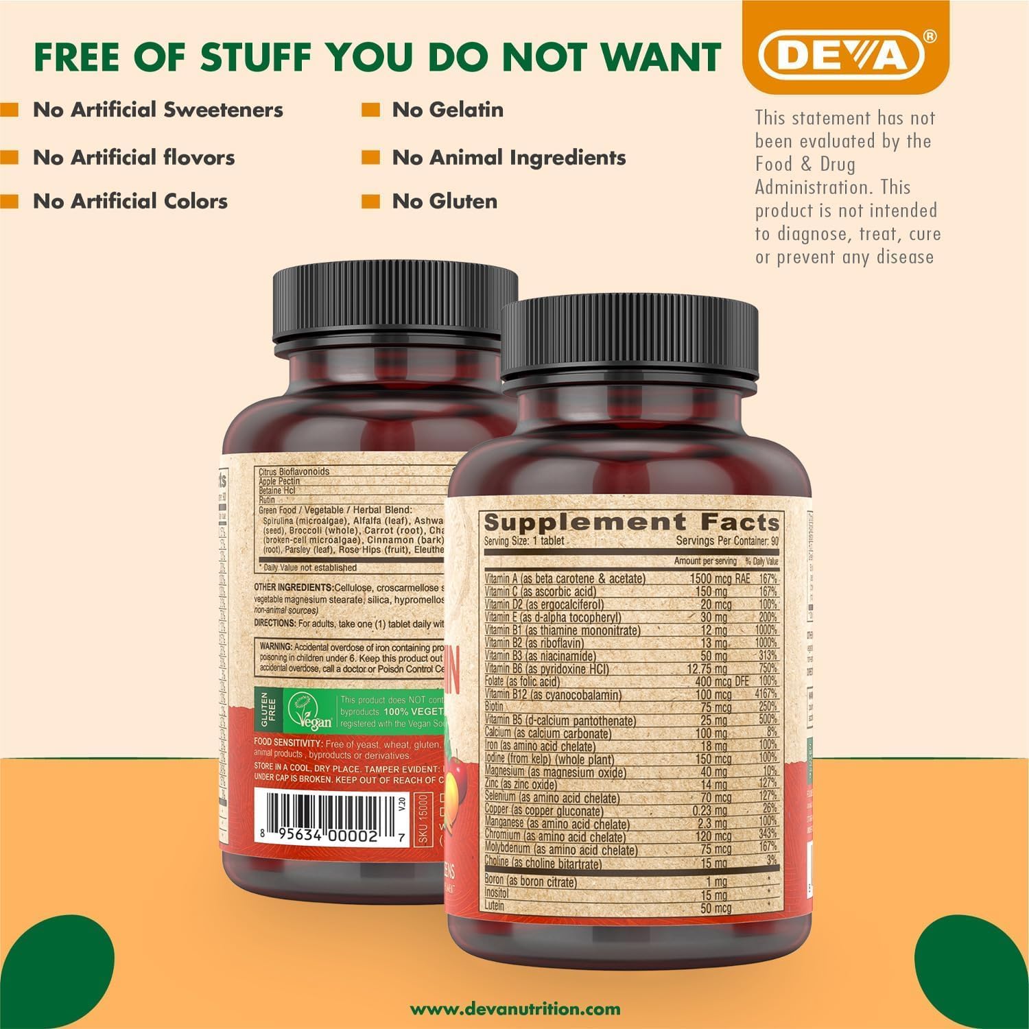Deva Vegan Multivitamin & Mineral - 90 Coated Tablets