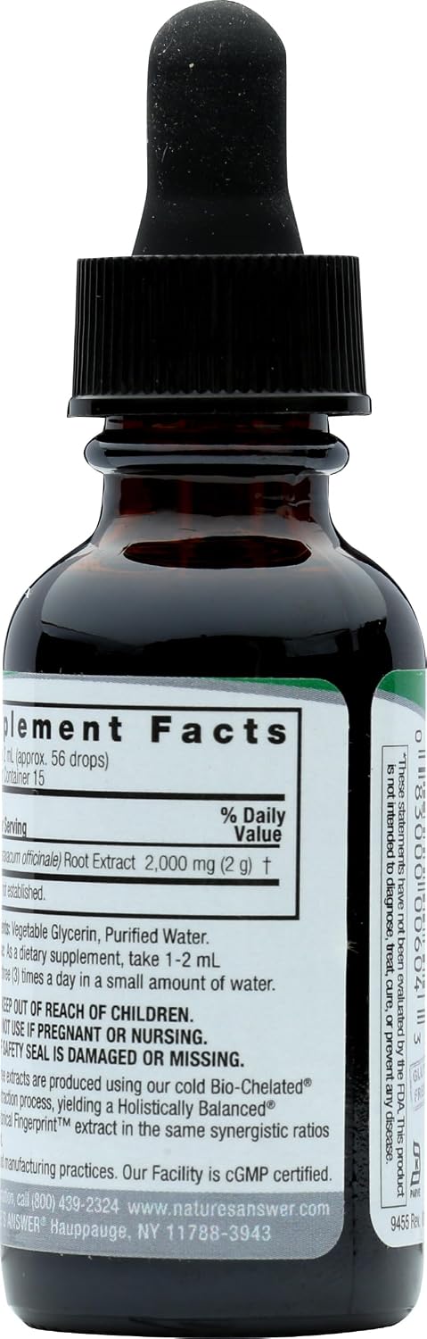 Nature's Answer Extracto de Raíz de Diente de León Sin Alcohol, 29.6 ml