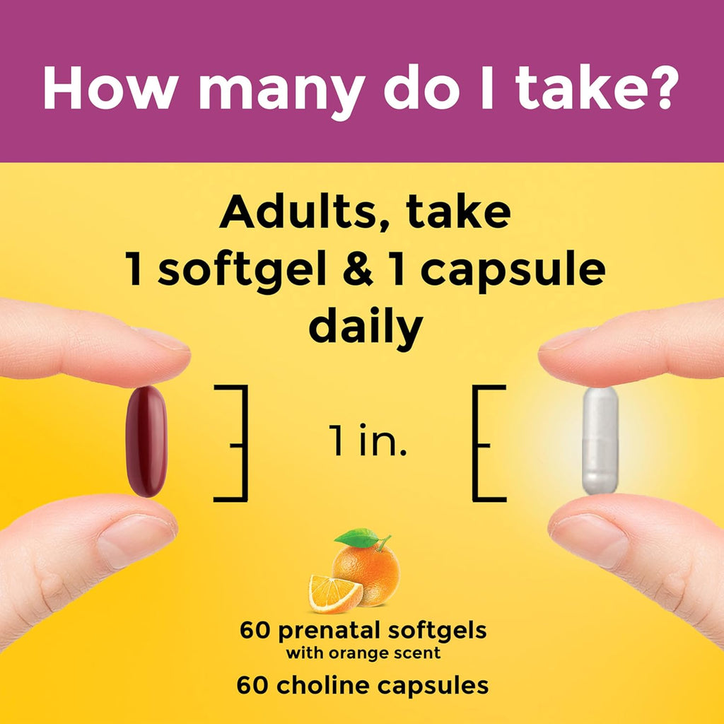 Nature Made Prenatal Vitamin Softgels + Choline Capsules, 60+60 Cápsulas