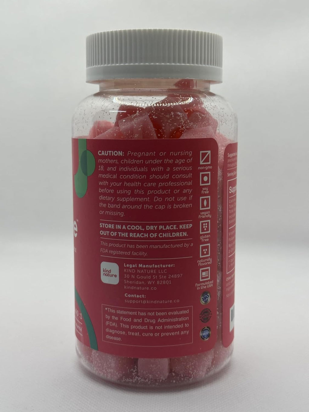 kindnature Myo-Inositol & D-Chiro Inositol Gummies – 2000mg + 50mg, Ratio 40:1, con Vitamina D y Folato, Sabor Sandía, Vegano (120 Gominolas)