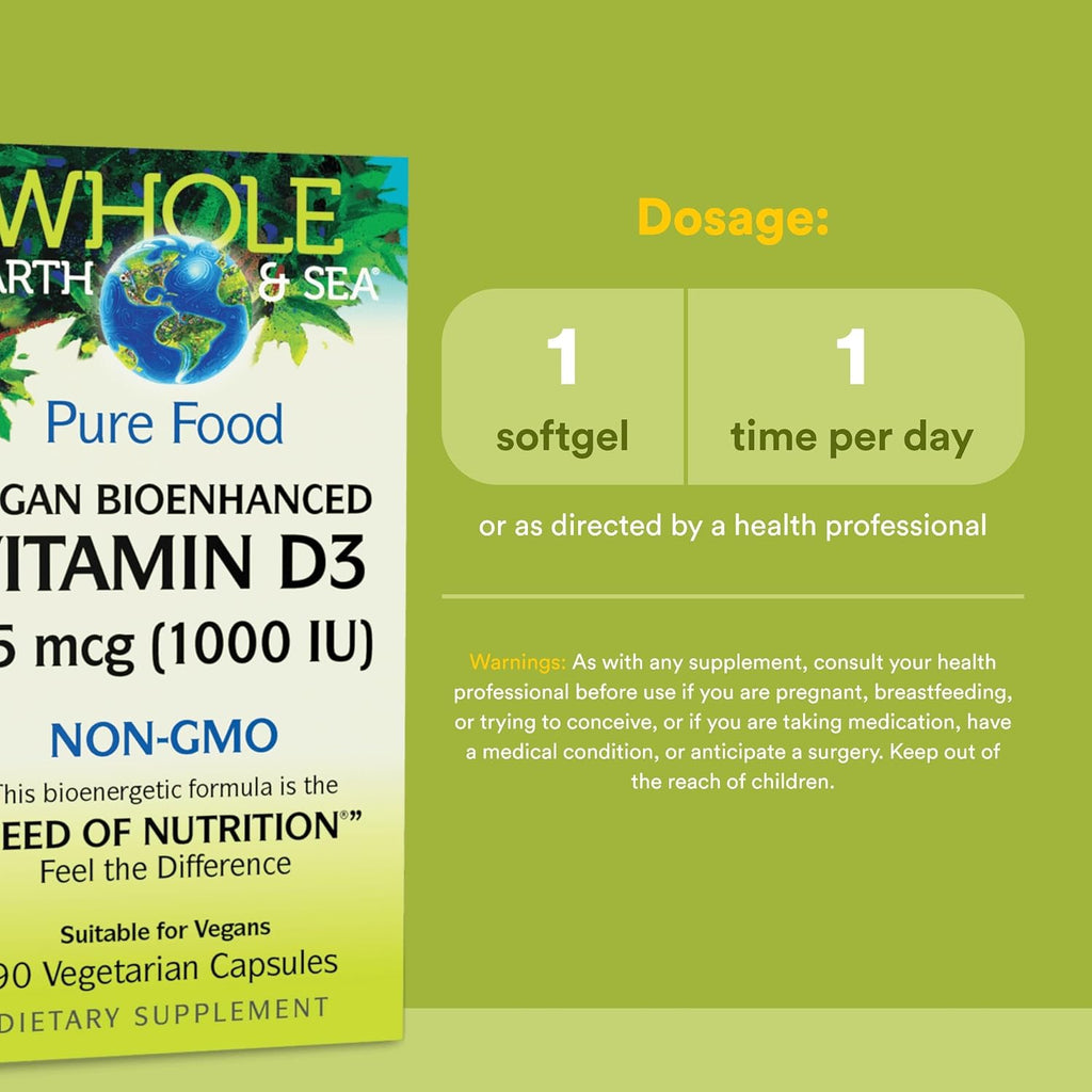Natural Factors Whole Earth & Sea Vitamina D3 - 125 mcg, 90 Cápsulas Vegetarianas