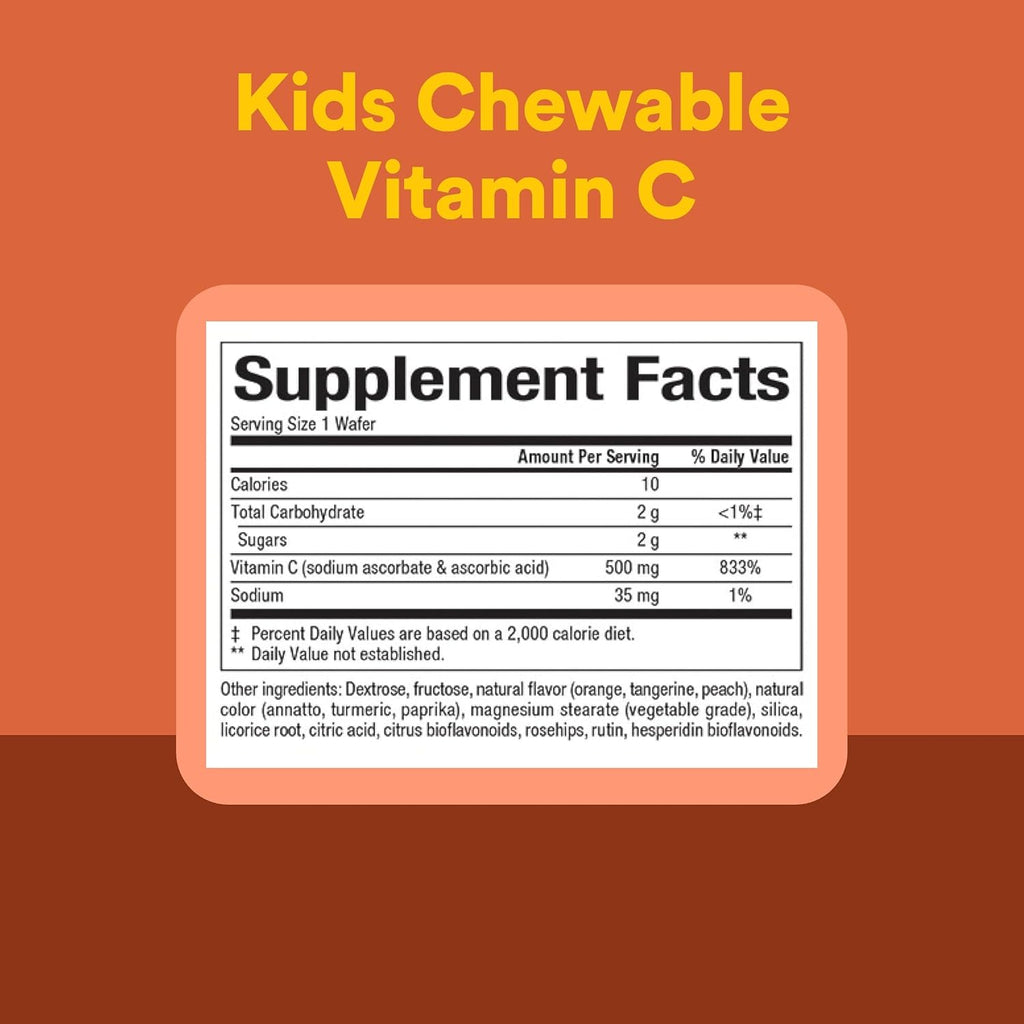 Natural Factors, Chewable Vitamin C for Kids 500 mg, Orange Flavor, 180 Tablets
