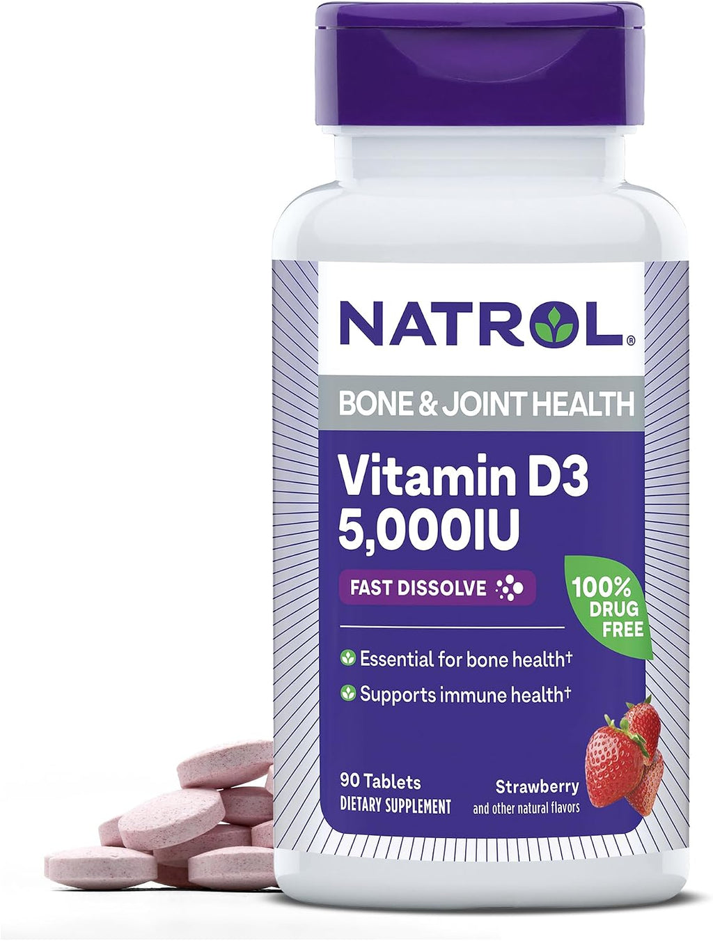 Natrol Vitamin D3 5000 IU Fast Dissolve Tablets, 90 Count