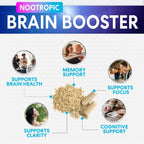 Nature's Peak Suplemento para la Memoria y Concentración - 3X Fuerza Nootrópico con Bacopa, Ginkgo Biloba y DMAE - 60 Cápsulas