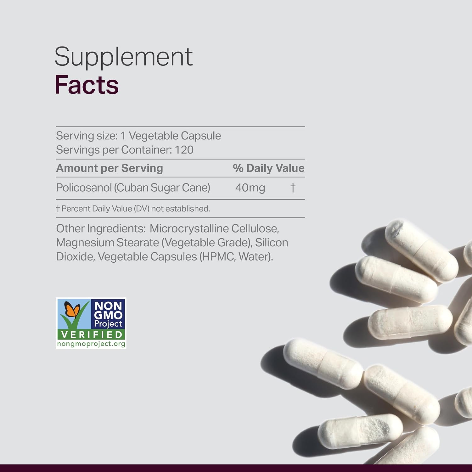 Anew Vita Policosanol 40 mg - 120 Cápsulas Vegetales - Complemento Alimenticio de Policosanol de Caña de Azúcar Cubana - No GMO, Sin Gluten