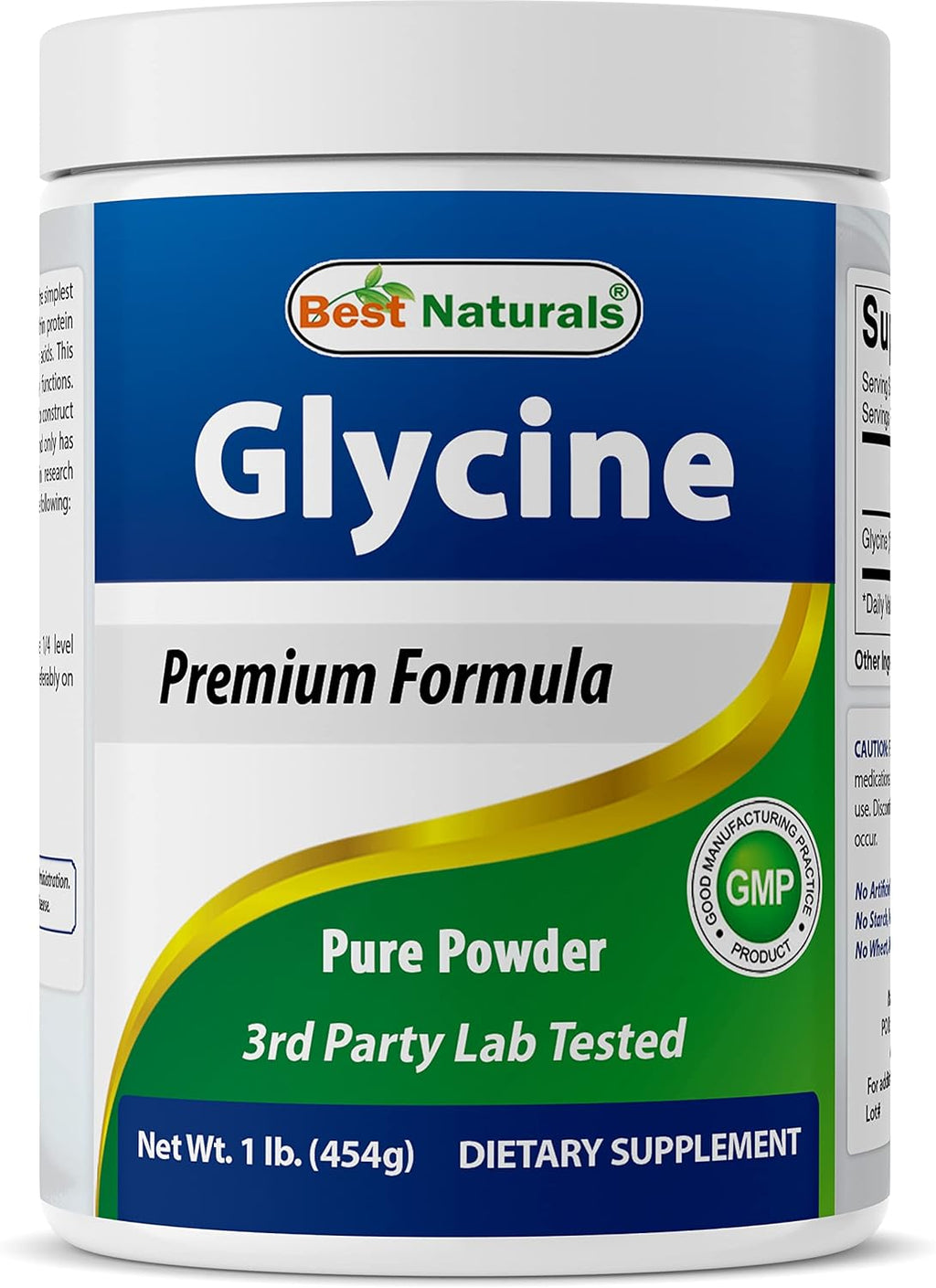 Best Naturals Glycine Powder 1 LB - Apoyo a Neurotransmisores y Relajación