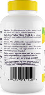 Healthy Origins Vitamin E 1,000 IU Natural with Mixed Tocopherols - 120 Softgels