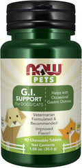 NOW Pet Health GI Support - Suplemento Digestivo para Perros y Gatos - 90 Comprimidos Masticables