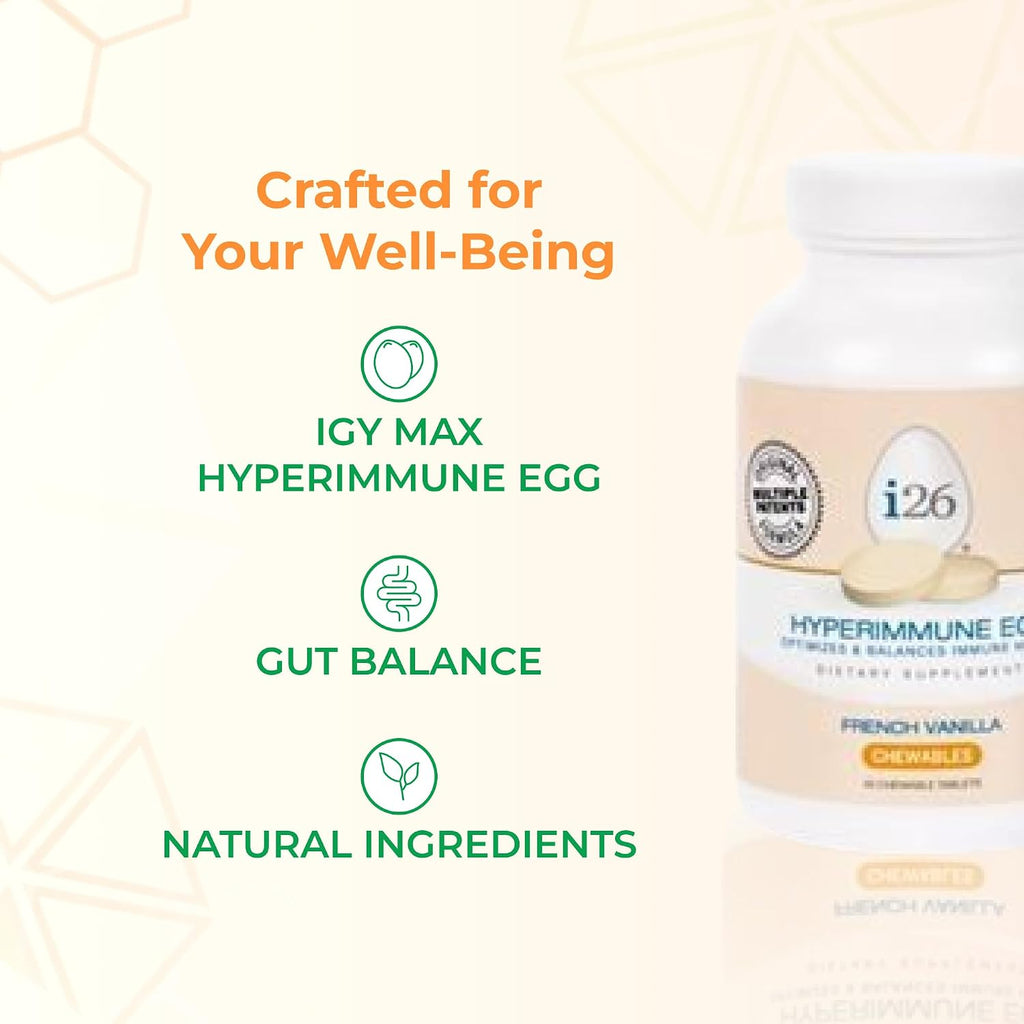 Youngevity i26 Hyperimmune Egg | IgY Max French Vanilla | 45 Comprimidos Masticables