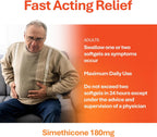 Rugby Ultra Strength Simeticona 180 mg - Alivio de Gases para Adultos - 60 Cápsulas Blandas