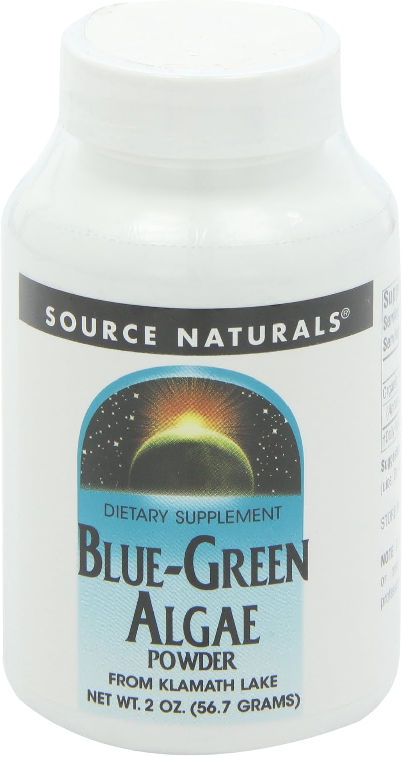 Source Naturals – Alga Azul-Verde del Lago Klamath con Ficocianina y Clorofila – Polvo de 57 g (2 oz)