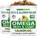 BARK&SPARK Omega 3 para Perros - 360 Golosinas de Aceite de Salmón con EPA y DHA - Suplemento para la Piel, el Pelaje y las Articulaciones - Sabor a Bacon