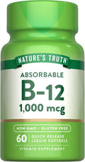 Nature's Truth Vitamina B12 1000 mcg - 60 Cápsulas Blandas de Liberación Rápida - Sin Gluten y No-GMO