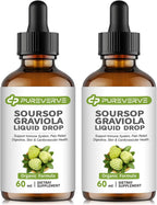 Herbal Goodness Graviola (Guanábana) Gotas Líquidas para el Apoyo Celular, Sistema Inmunitario y Salud Digestiva, Sin Azúcar, Sin Gluten, Sabor Natural, 60 ml