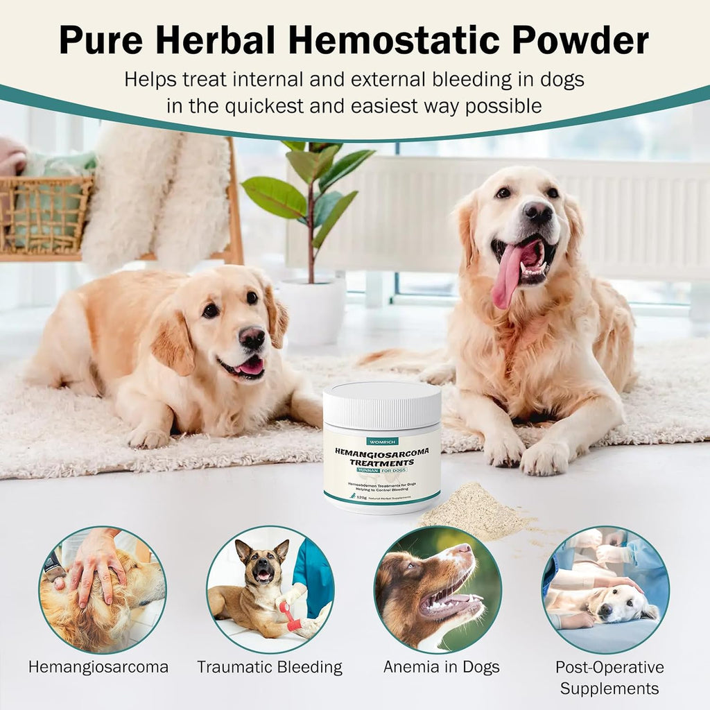 Polvo de Apoyo Sanguíneo para Perros, Yunnan Sanqi Natural - 120g
