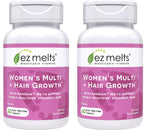 EZ Melts Women's Multi + Hair Growth - Multivitamínico Diario para Mujeres - Apoya la Energía y Reduce la Caída del Cabello - No-GMO y Vegano - Sabor Melocotón - 60 Comprimidos (30 Dosis)