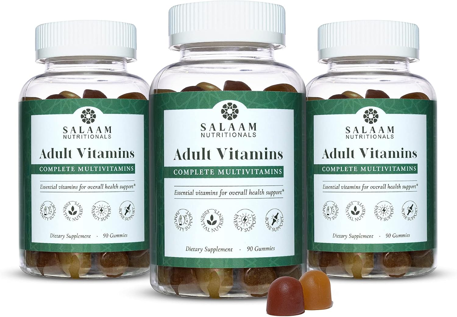 Salaam Nutritionals Multivitamínico en Gominolas para Adultos, 11 Vitaminas y Minerales, 90 Gominolas (Pack de 3)