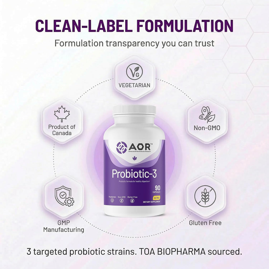 AOR Probiotic 3 – 90 Cápsulas para el Equilibrio Digestivo