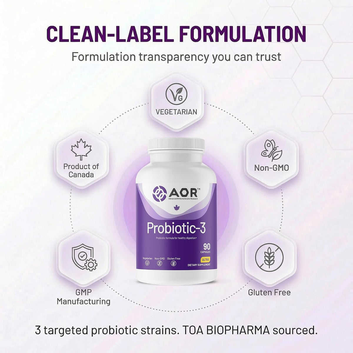 AOR Probiotic 3 – 90 Cápsulas para el – Equilibrio digestivo diario: Ayuda a mantener un ambiente intestinal – Image 5