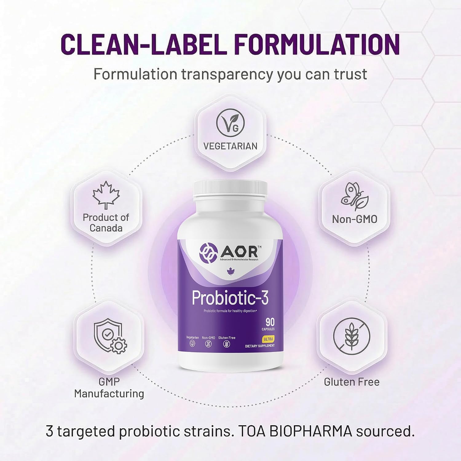AOR Probiotic 3 – 90 Cápsulas para el Equilibrio Digestivo