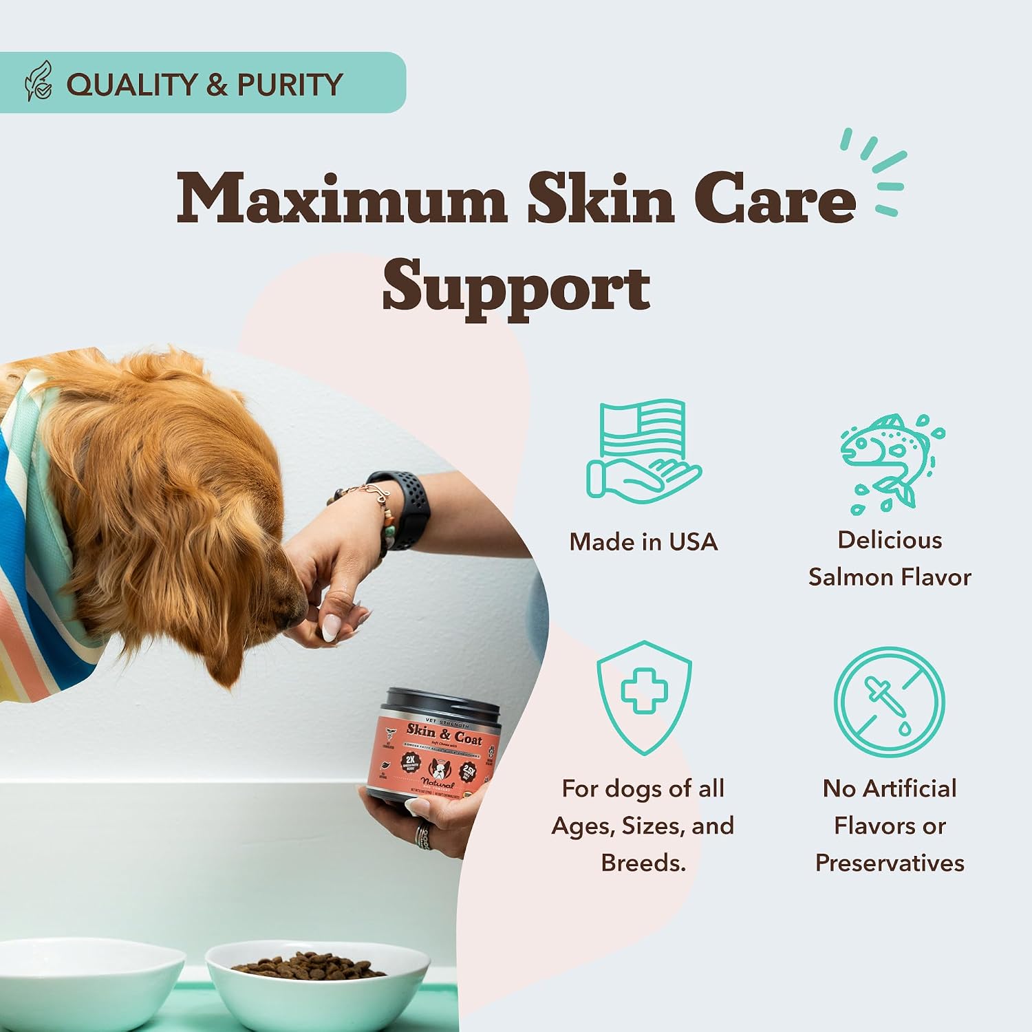 Natural Dog Company Omega Skin & Coat Chews para Perros – Fórmula Veterinaria