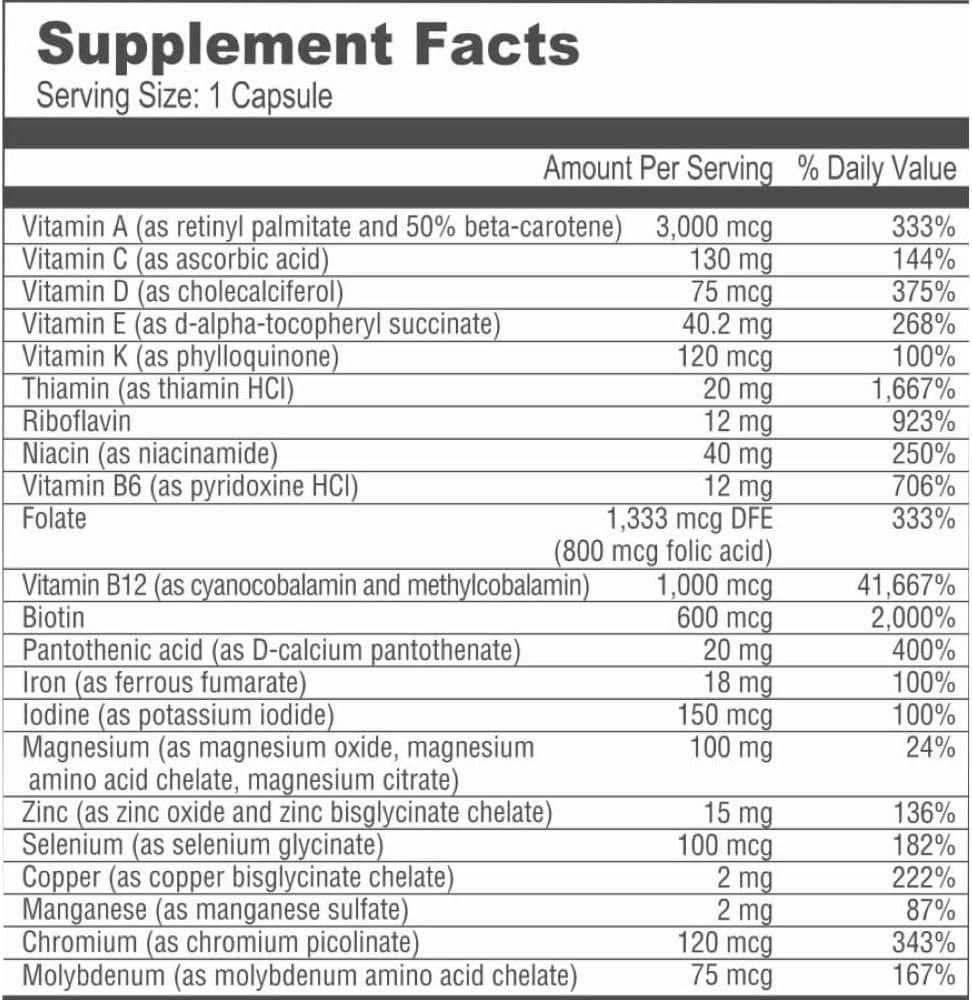 BariatricPal Multivitamin ONE - Multivitamínico Bariátrico 1 por Día con Hierro (90 Cápsulas)