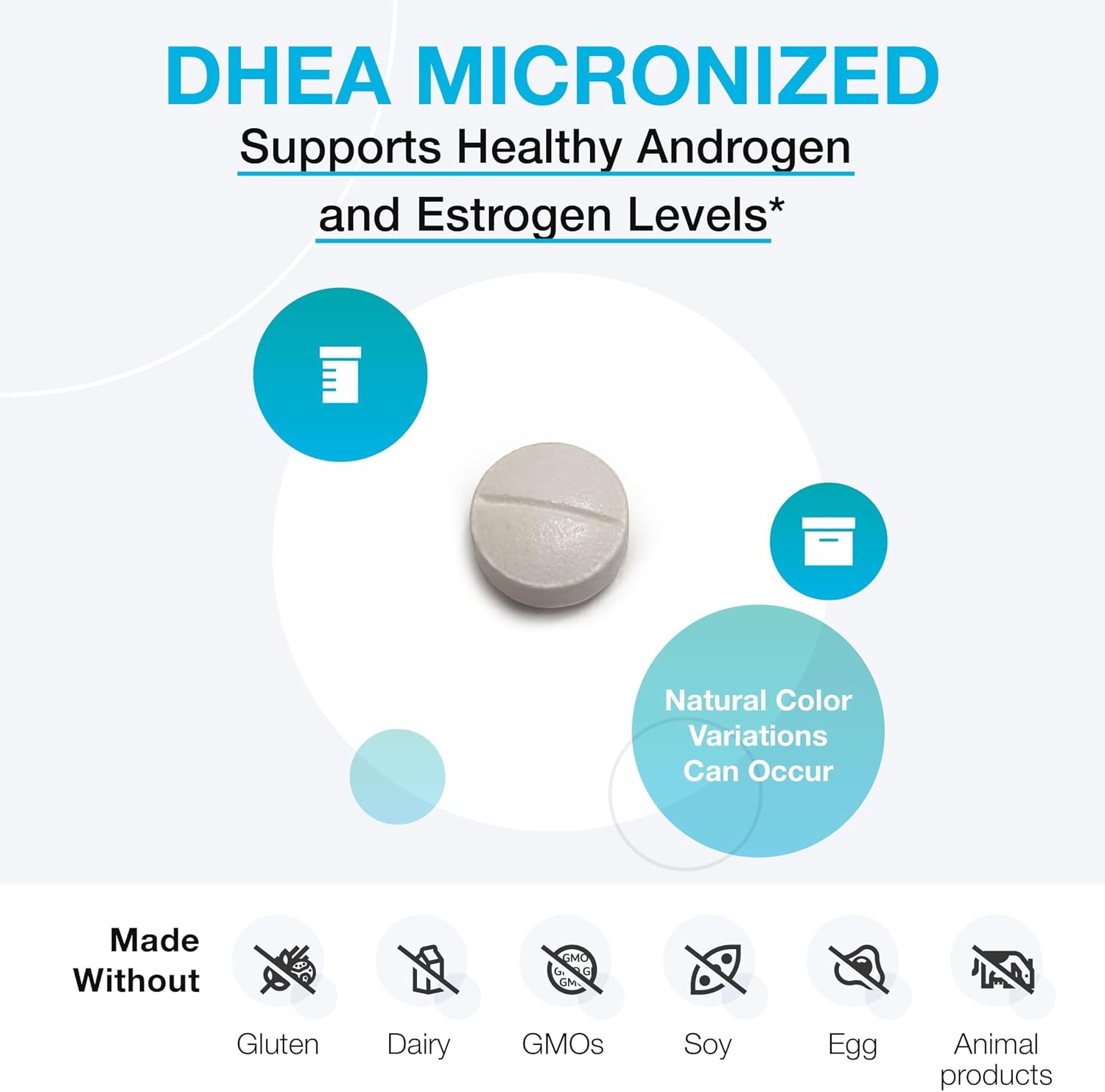 XYMOGEN DHEA Micronizada - 25 mg de Dehidroepiandrosterona - Apoyo Hormonal - Sin Gluten, Soja y Lácteos - 60 Comprimidos