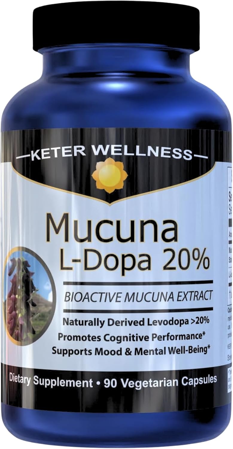 Mucuna Pruriens 20% L-Dopa – Extracto Estandarizado de Frijol de Terciopelo – 90 Cápsulas Veganas