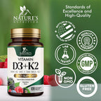 Nature's Nutrition Vitamina D3 K2 5000 UI + 100 mcg K2 MK-7, 120 Comprimidos Masticables Sabor Baya