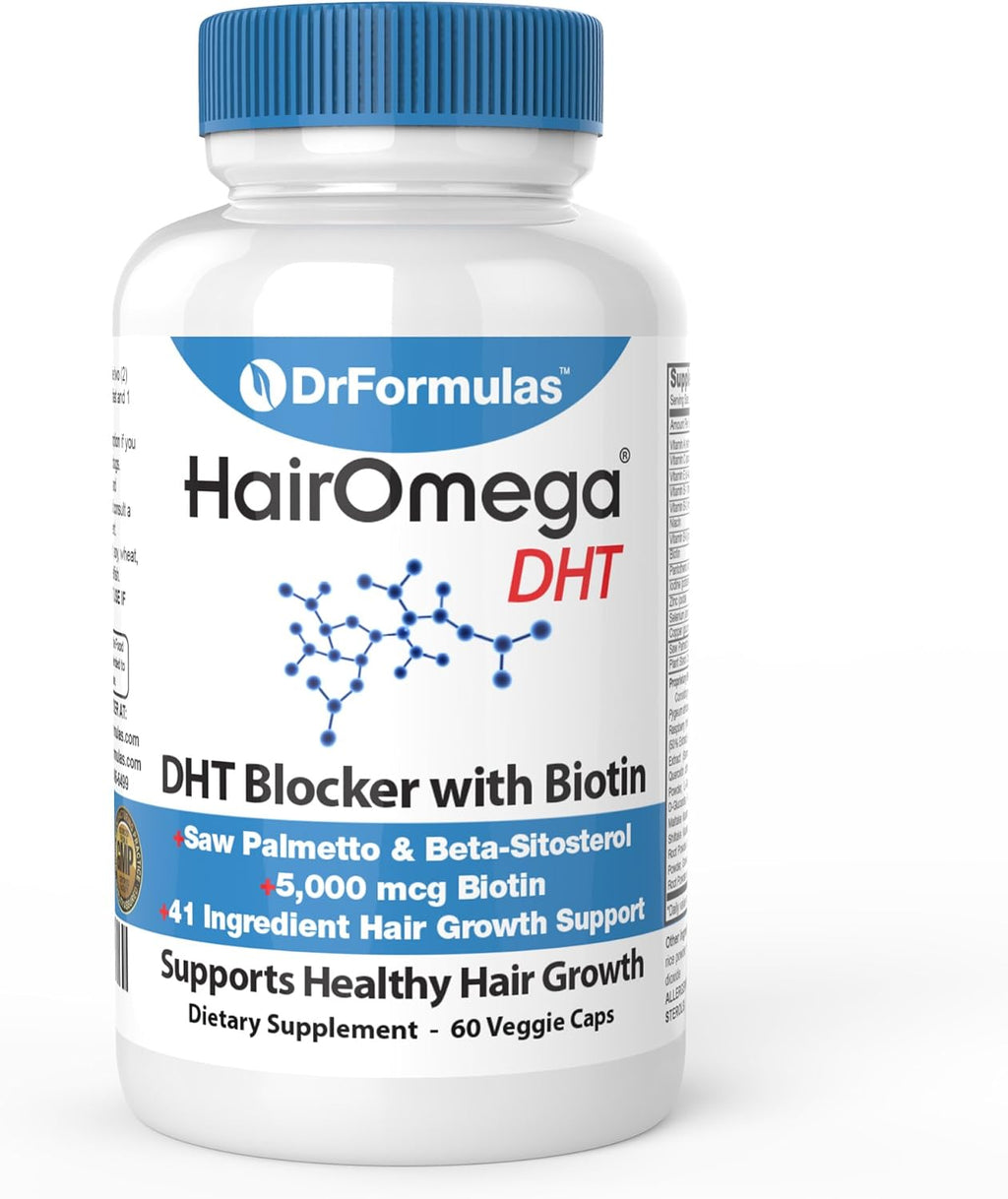 DrFormulas HairOmega DHT Blocker con Biotina 5000 mcg - 30 Días
