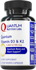 Quantum Nutrition Labs Vitamina D3 y K2 - 5000 UI, 30 Cápsulas Veganas