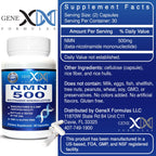 Genex Formulas NMN 500mg – 99% Pureza, 60 Cápsulas, para Niveles de NAD+ y Envejecimiento Saludable