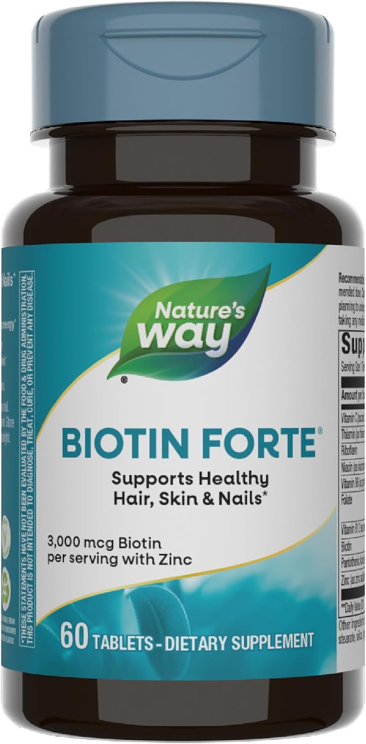 Nature's Way Biotina Forte de Alta Potencia 5000 mcg - 60 Comprimidos Veganos