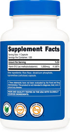 Nutricost Vitamina B12 (Metilcobalamina) 1000mcg, 120 Cápsulas - Vegetariano, Sin OGM y Sin Gluten