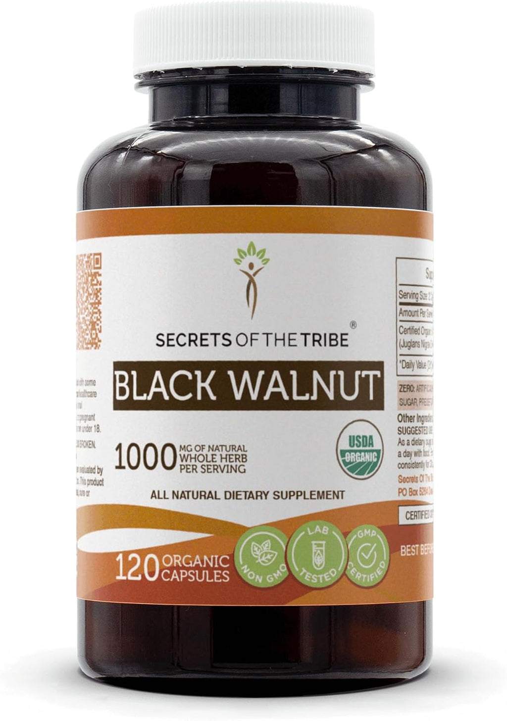 Secrets of the Tribe Black Walnut USDA Organic Capsules | Cápsulas Orgánicas de Nogal Negro (120 unidades)