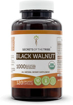Secrets of the Tribe Cápsulas de Nogal Negro USDA Ecológicas | Cápsulas Vegetarianas Certificadas, Suplemento Herbal | Cáscara de Juglans Nigra (60 unidades)