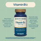 Nature's Wonder Vitamina B12 1000 mcg - Comprimidos de Liberación Prolongada (150 Comprimidos)