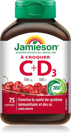 Jamieson Vitamina C + D Masticable, 75 comprimidos