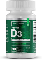 Essential Elements Vitamina D3 5000 UI - Cápsulas blandas con aceite de oliva - 90 unidades
