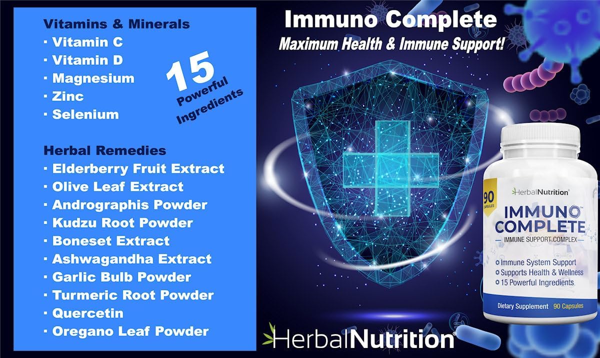 Suplemento de Apoyo Inmunológico con Vitamina C, D, Zinc y Más, 270 Cápsulas